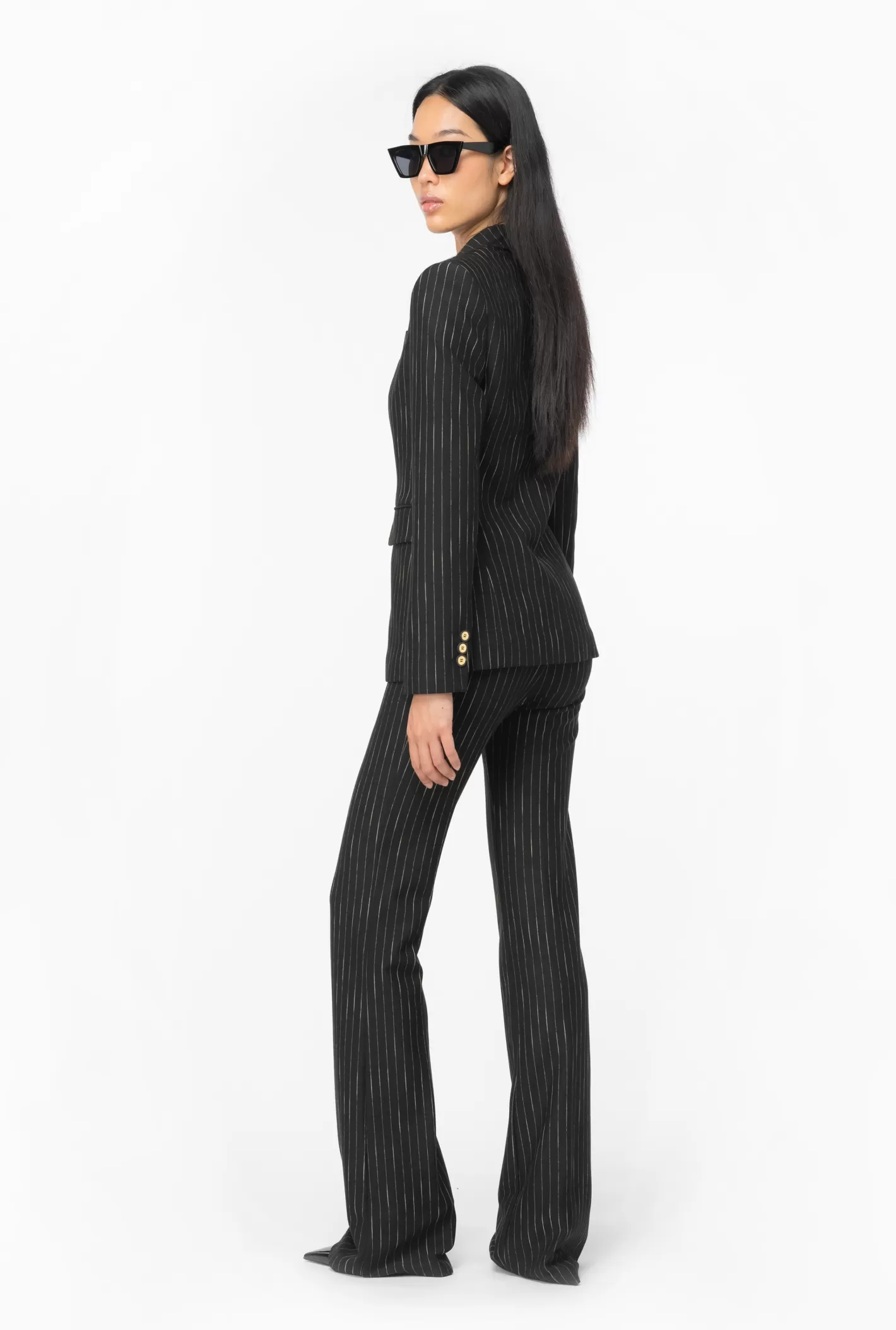 Pinko Pantaloni flared gessati NERO/BEIGE Shop