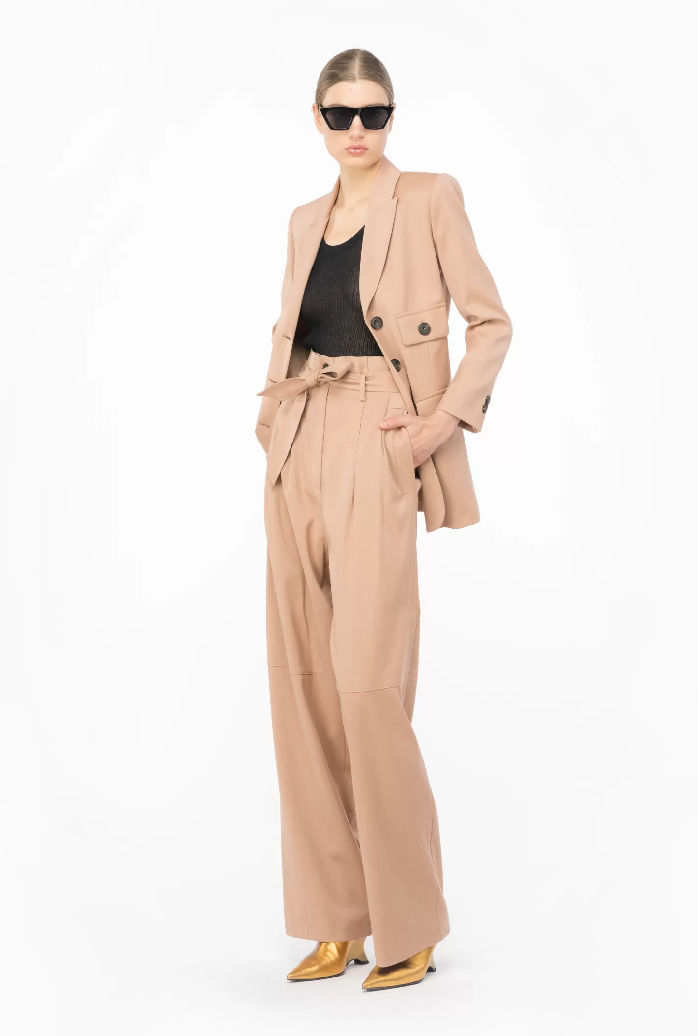 Pinko Pantaloni in flanella con cintura CAFFELATTE SC. Online