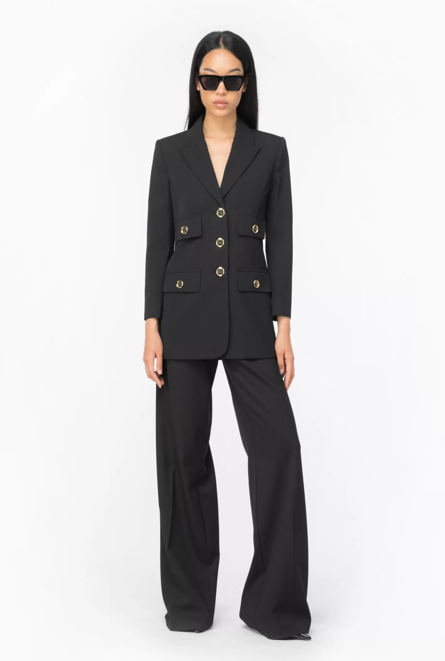 Pinko Pantaloni palazzo twill NERO LIMOUSINE Cheap