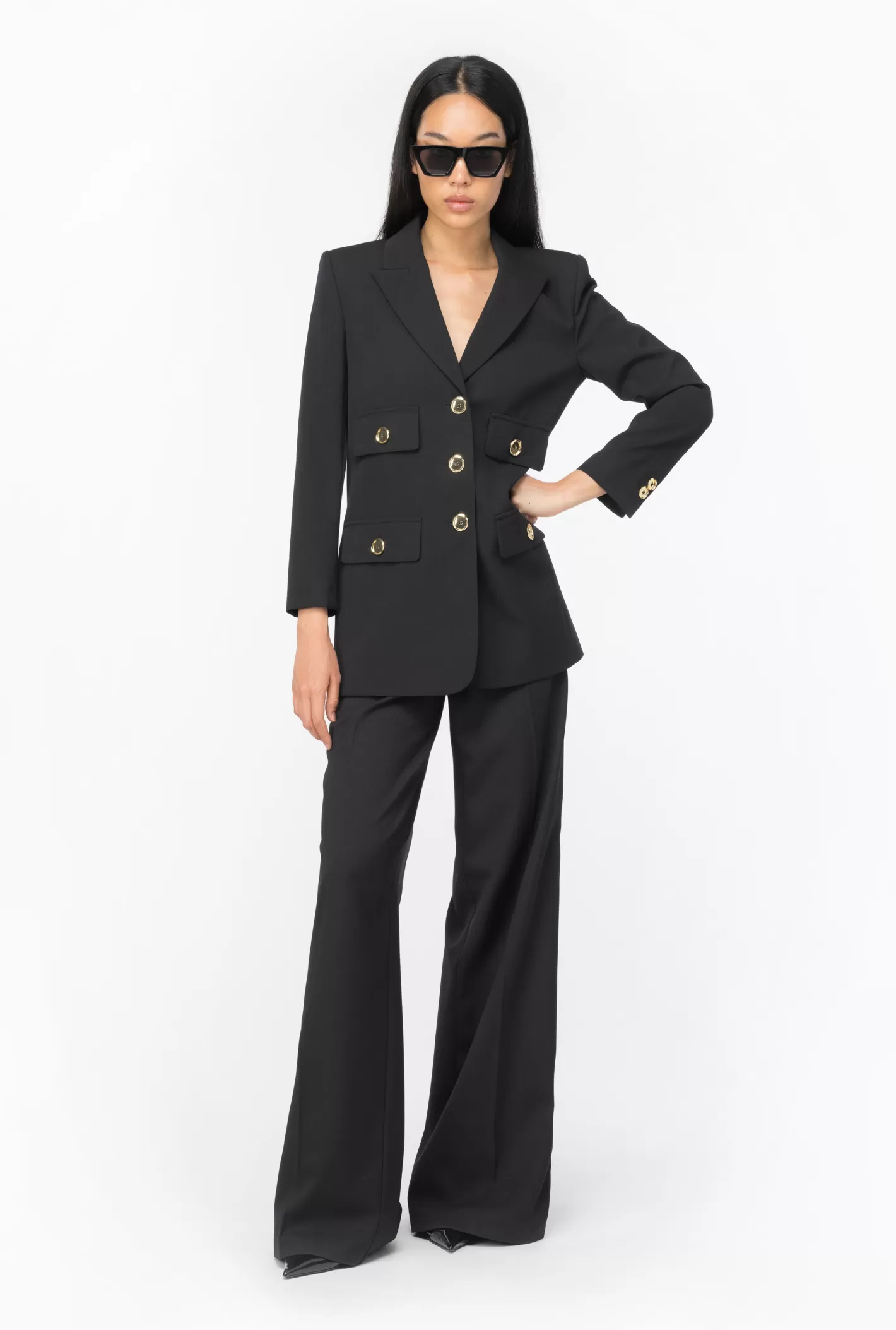 Pinko Pantaloni palazzo twill NERO LIMOUSINE Cheap