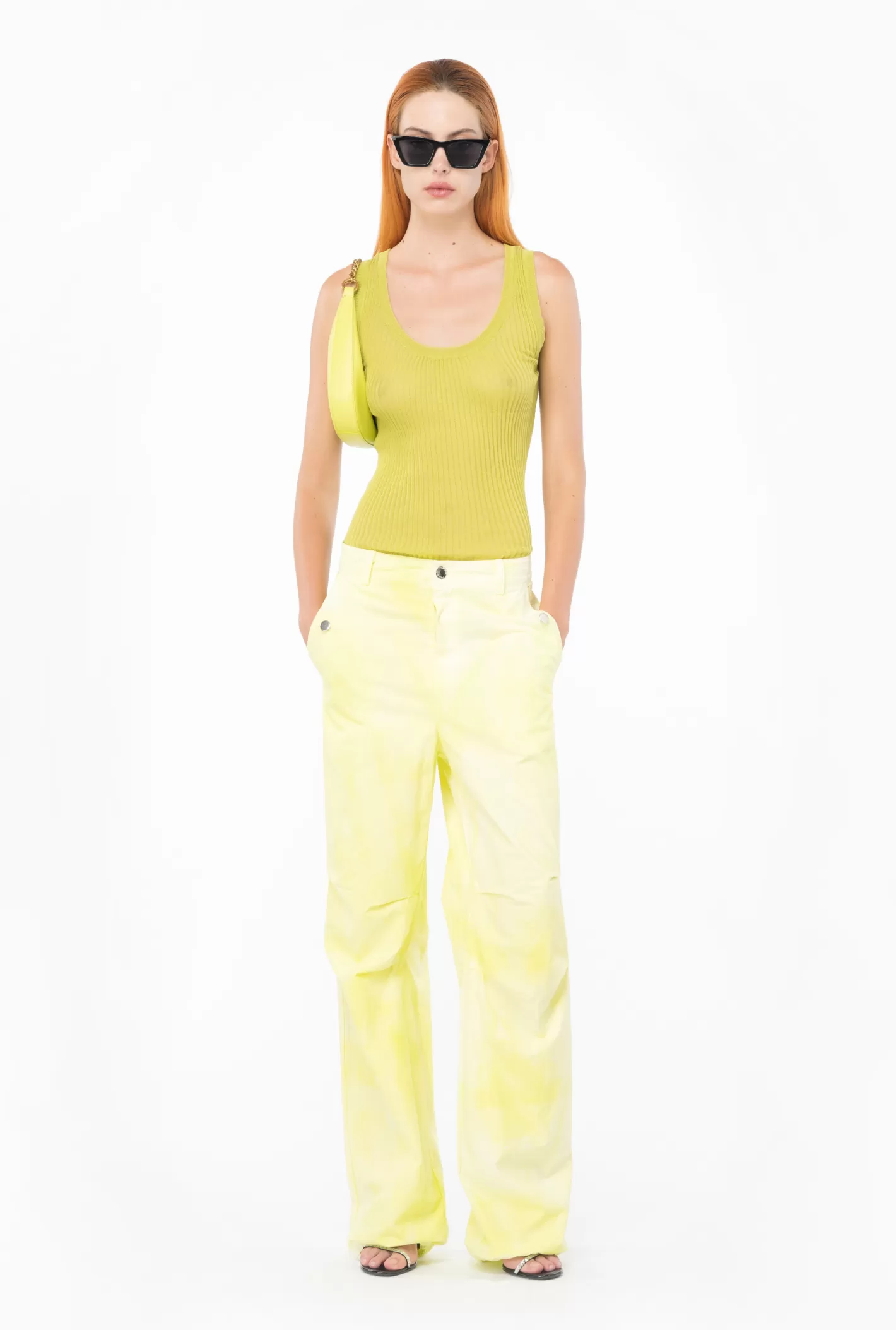 Pinko Pantaloni utility cotone tie&dye VERDE-SOLFATARA Shop