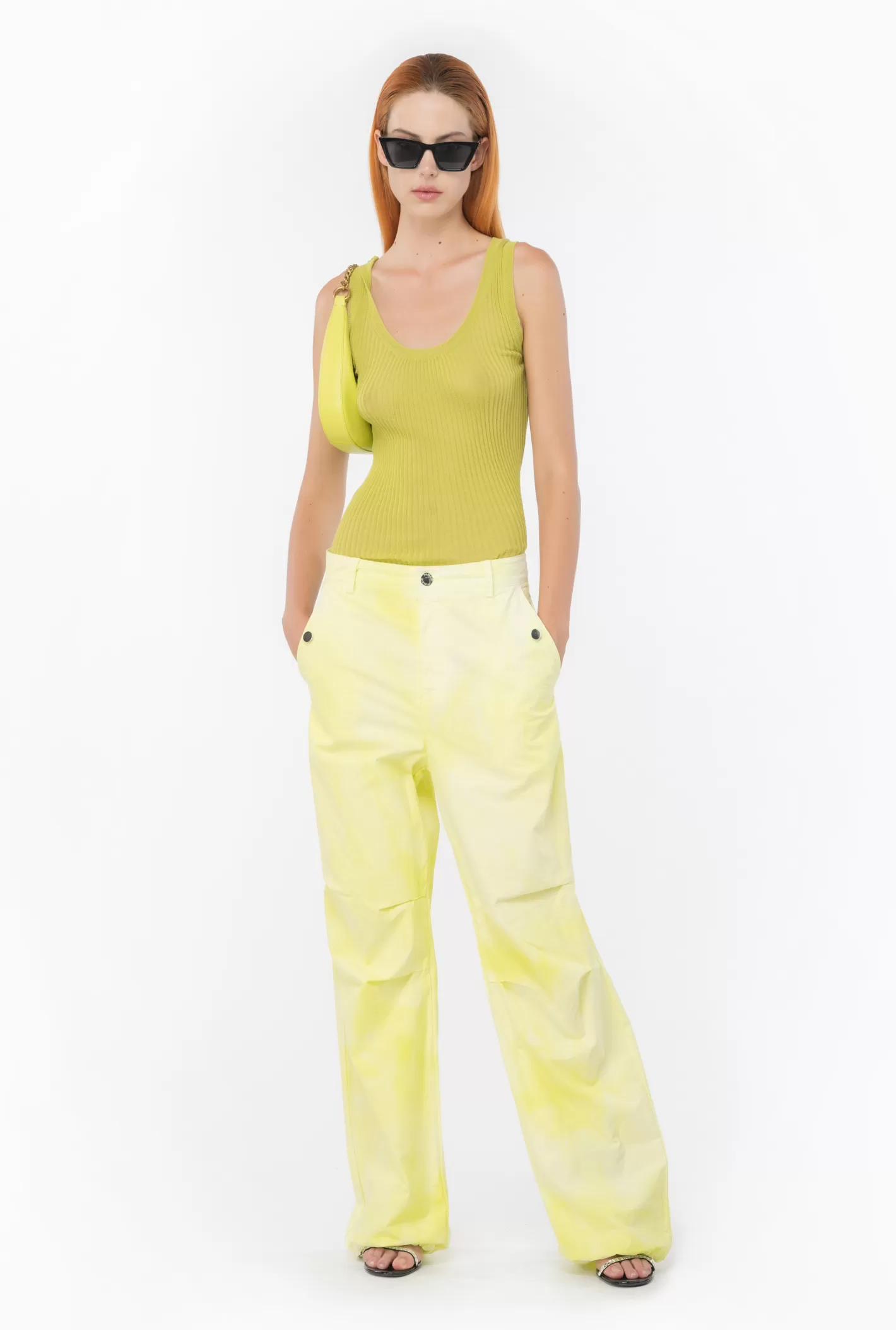 Pinko Pantaloni utility cotone tie&dye VERDE-SOLFATARA Shop