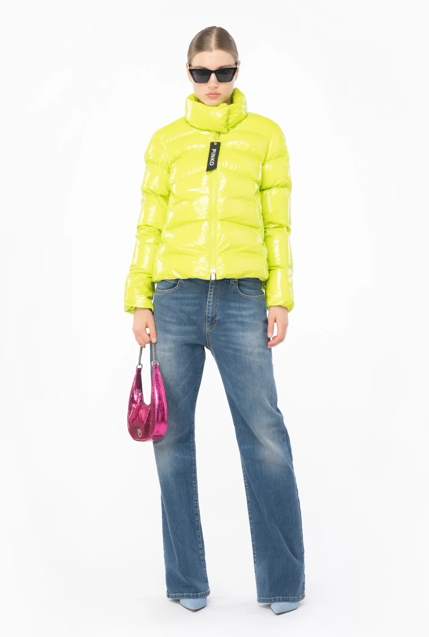 Pinko Piumino caban crystal nylon GIALLO  LIME Discount