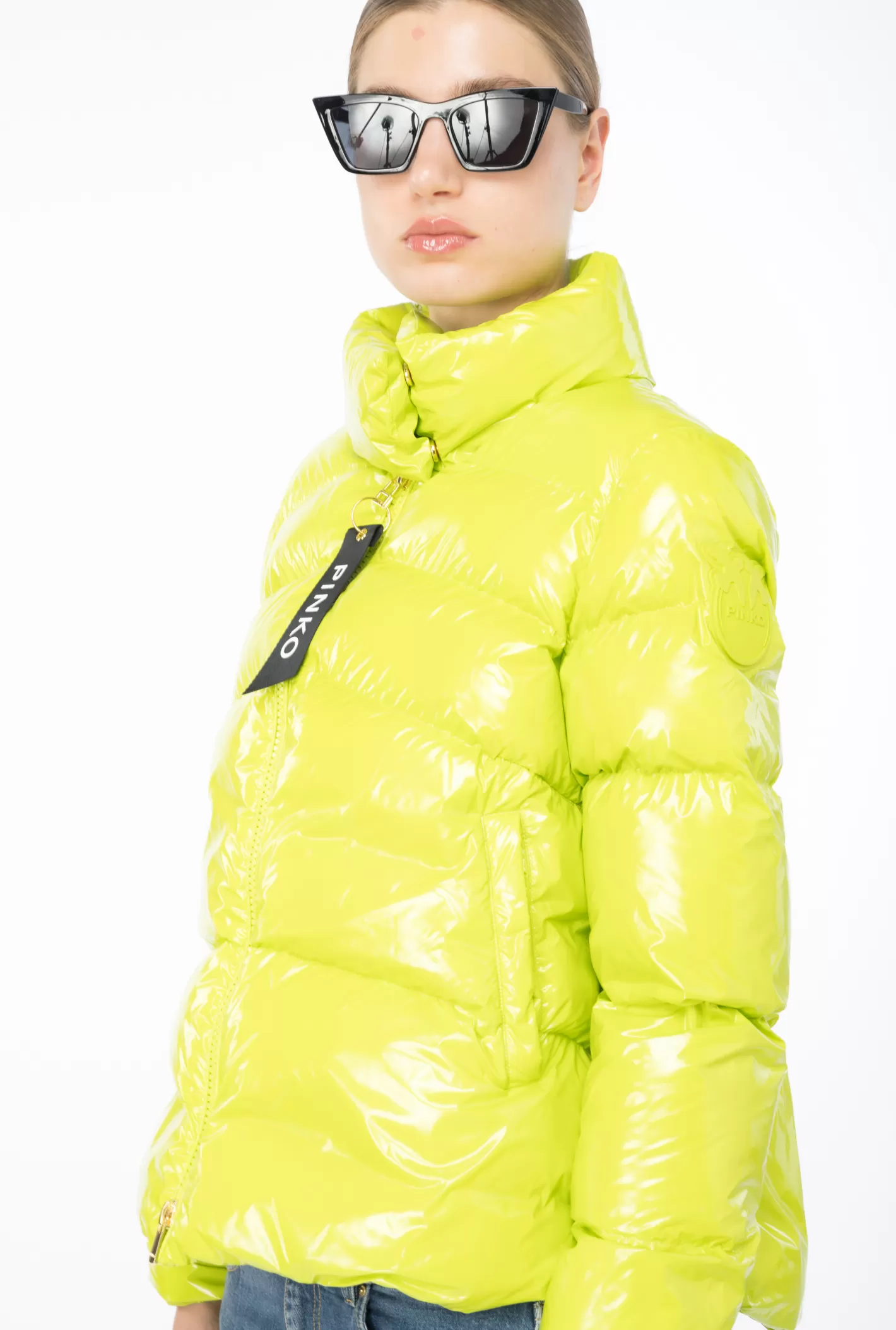 Pinko Piumino caban crystal nylon GIALLO  LIME Discount