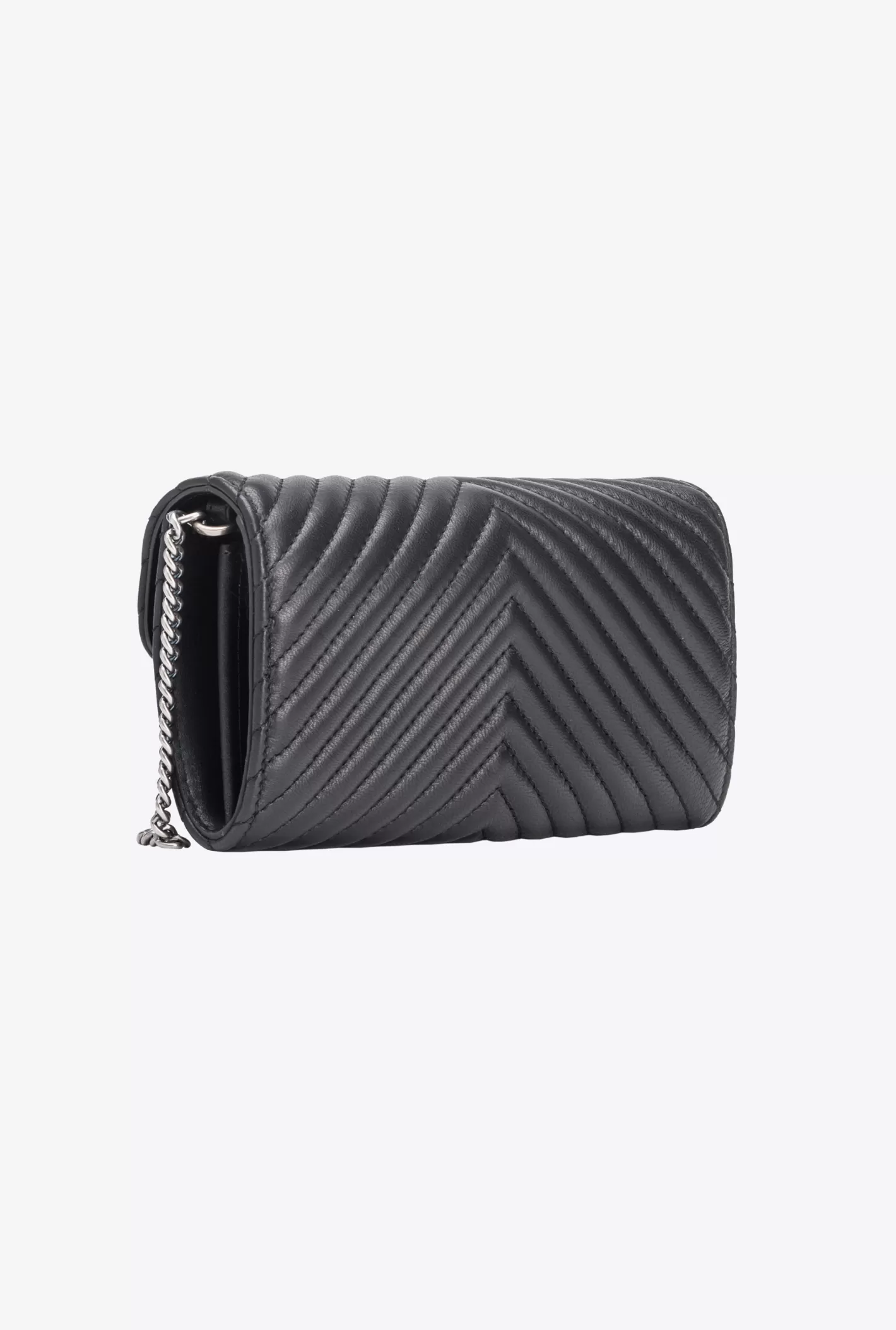 Pinko Portafoglio Love Bag One Wallet Chevron NERO-OLD SILVER Shop