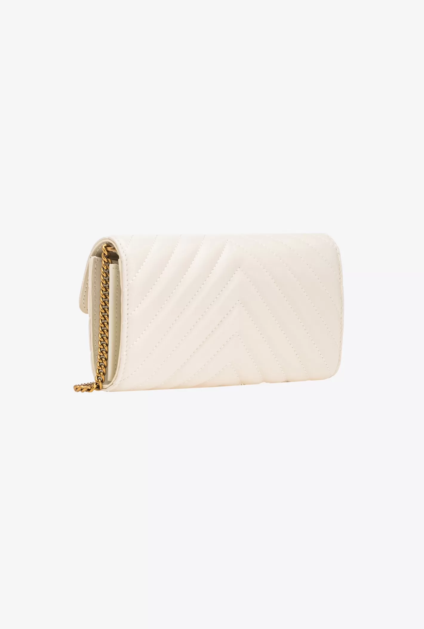 Pinko Portafoglio Love Bag One Wallet Chevron BIANCO+BANCO-ANTIQUE GOLD Online