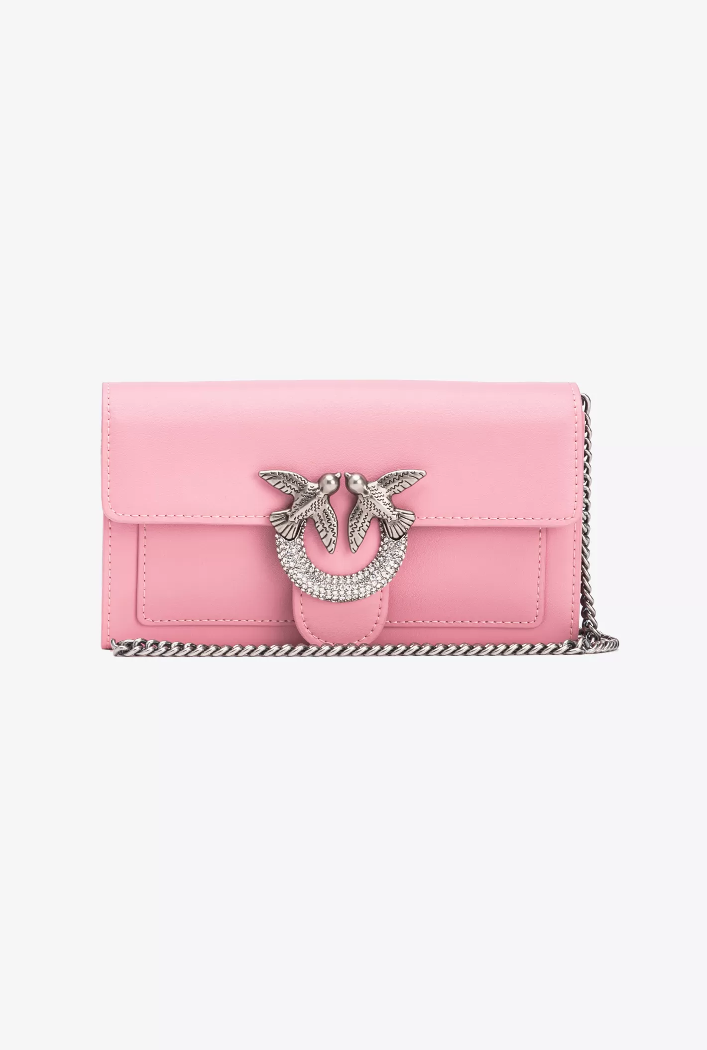 Pinko Portafoglio Love Bag One Wallet con strass ROSA - ROSSORE-OLD SILVER Best