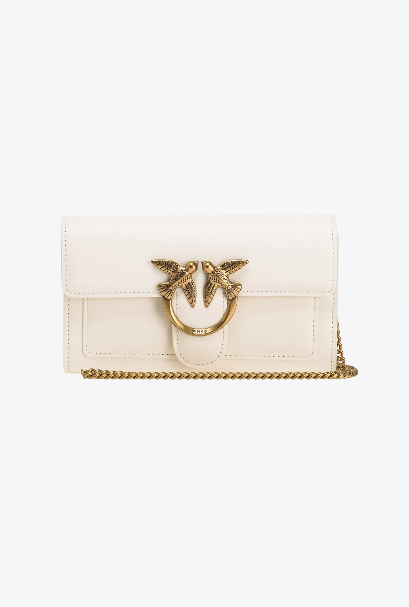 Pinko Portafoglio Love Bag One Wallet Simply BIANCO+BANCO-ANTIQUE GOLD Clearance