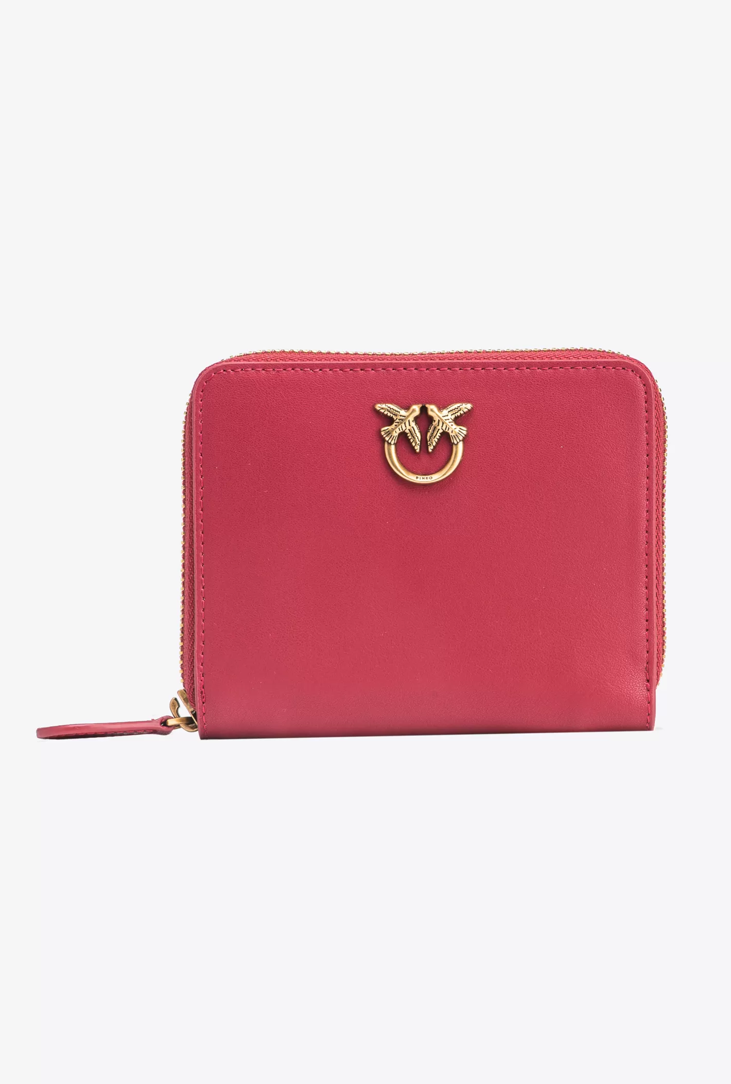 Pinko Portafoglio quadrato zip-around in pelle DARK RED-ANTIQUE GOLD Outlet