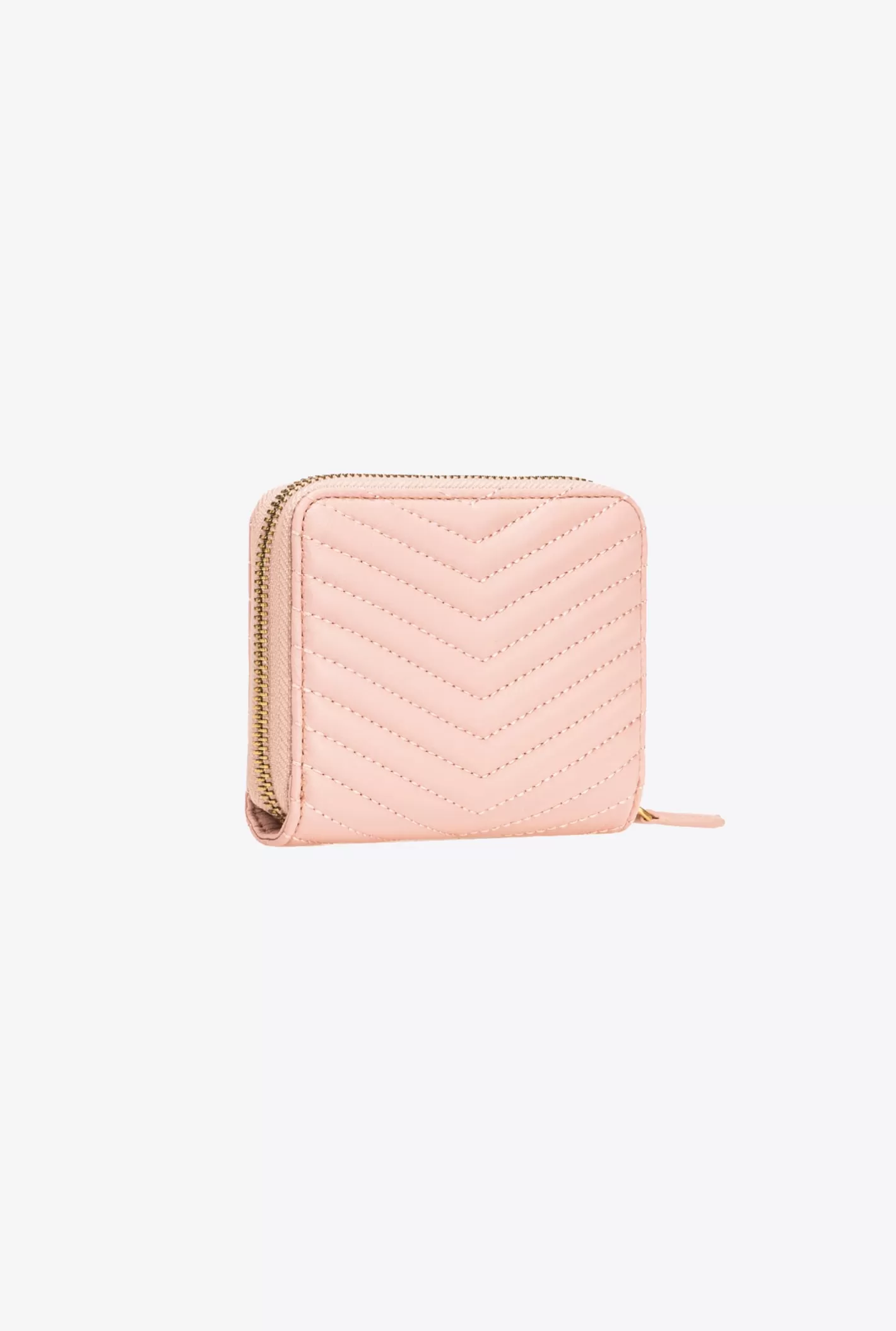 Pinko Portafoglio quadrato zip-around nappa chevron ROSA/POLVERE ROSA-ANTIQUE GOLD Best