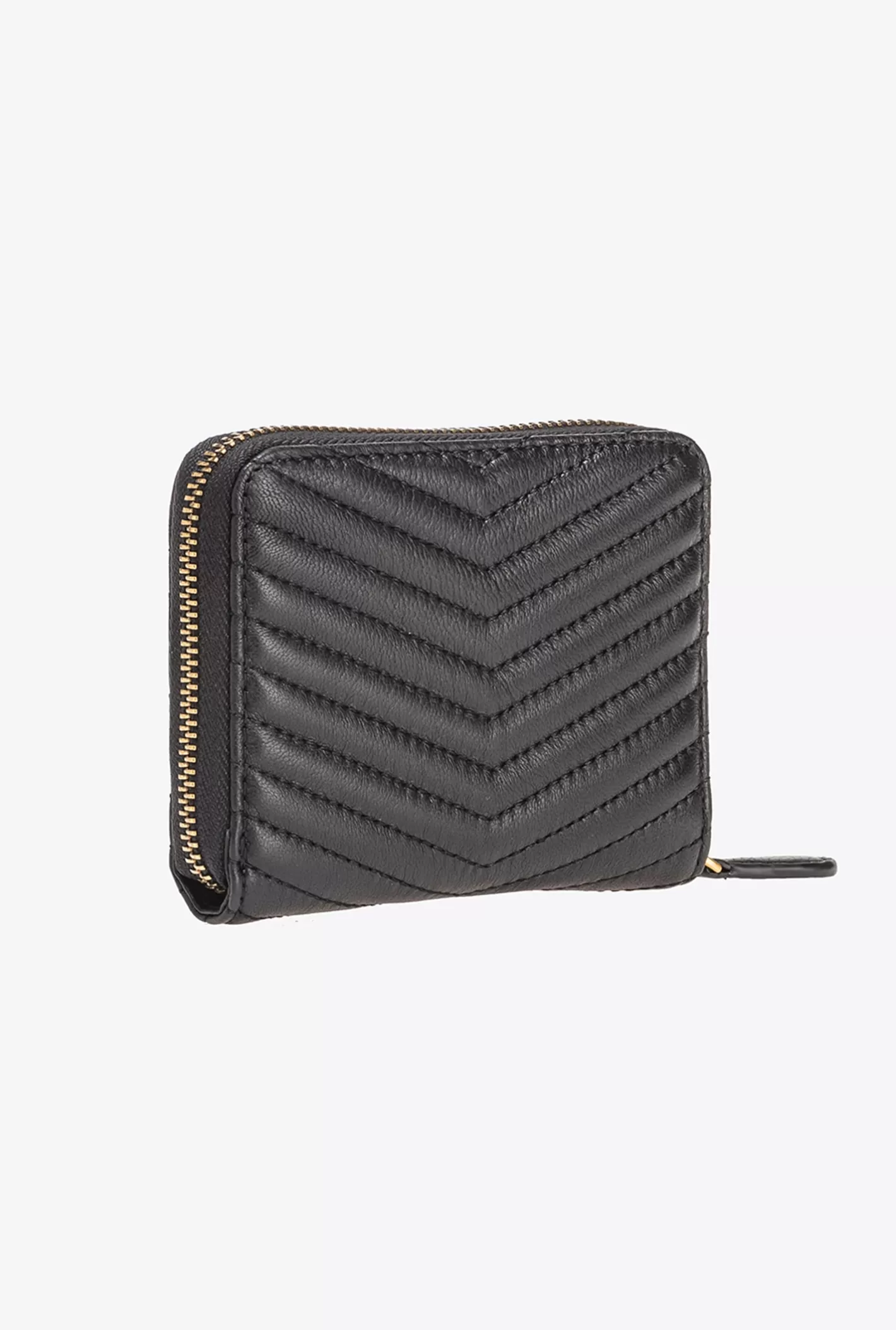 Pinko Portafoglio quadrato zip-around nappa chevron NERO-ANTIQUE GOLD Store