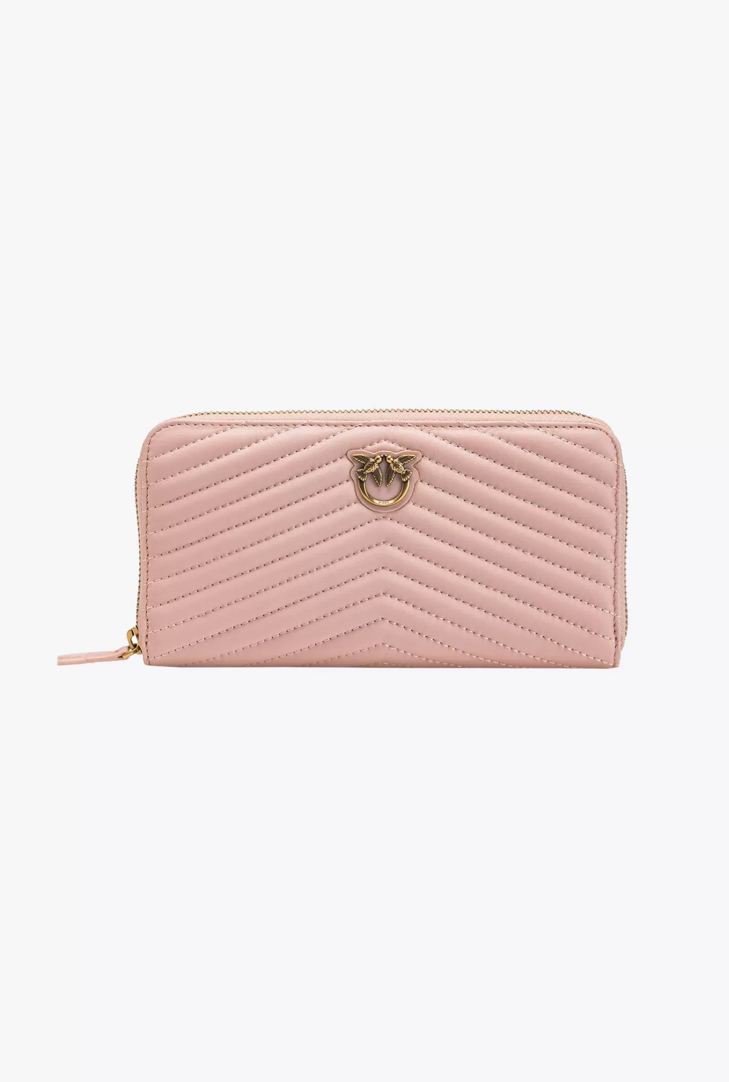 Pinko Portafoglio zip-around in nappa chevron ROSA/POLVERE ROSA-ANTIQUE GOLD Cheap