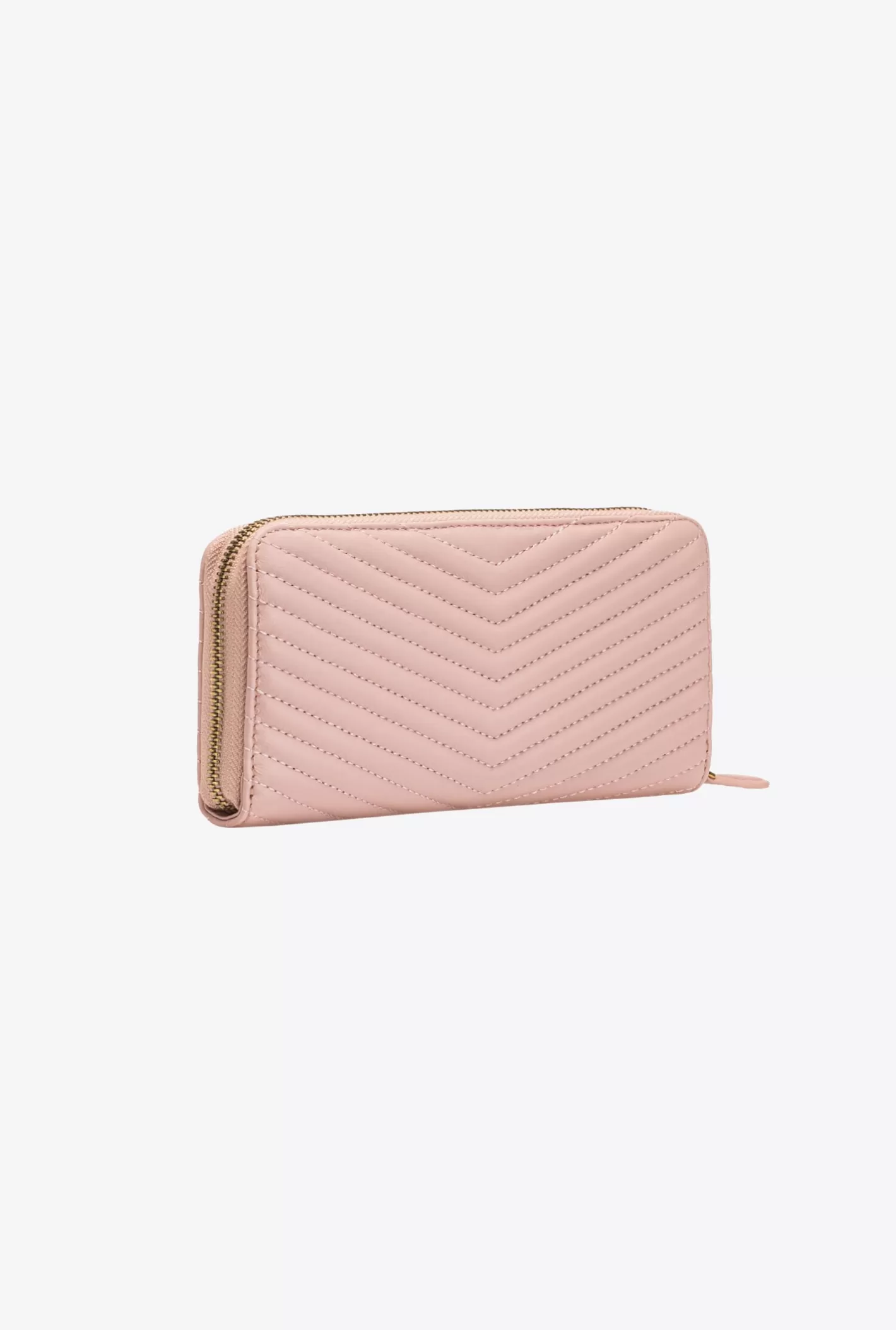 Pinko Portafoglio zip-around in nappa chevron ROSA/POLVERE ROSA-ANTIQUE GOLD Cheap