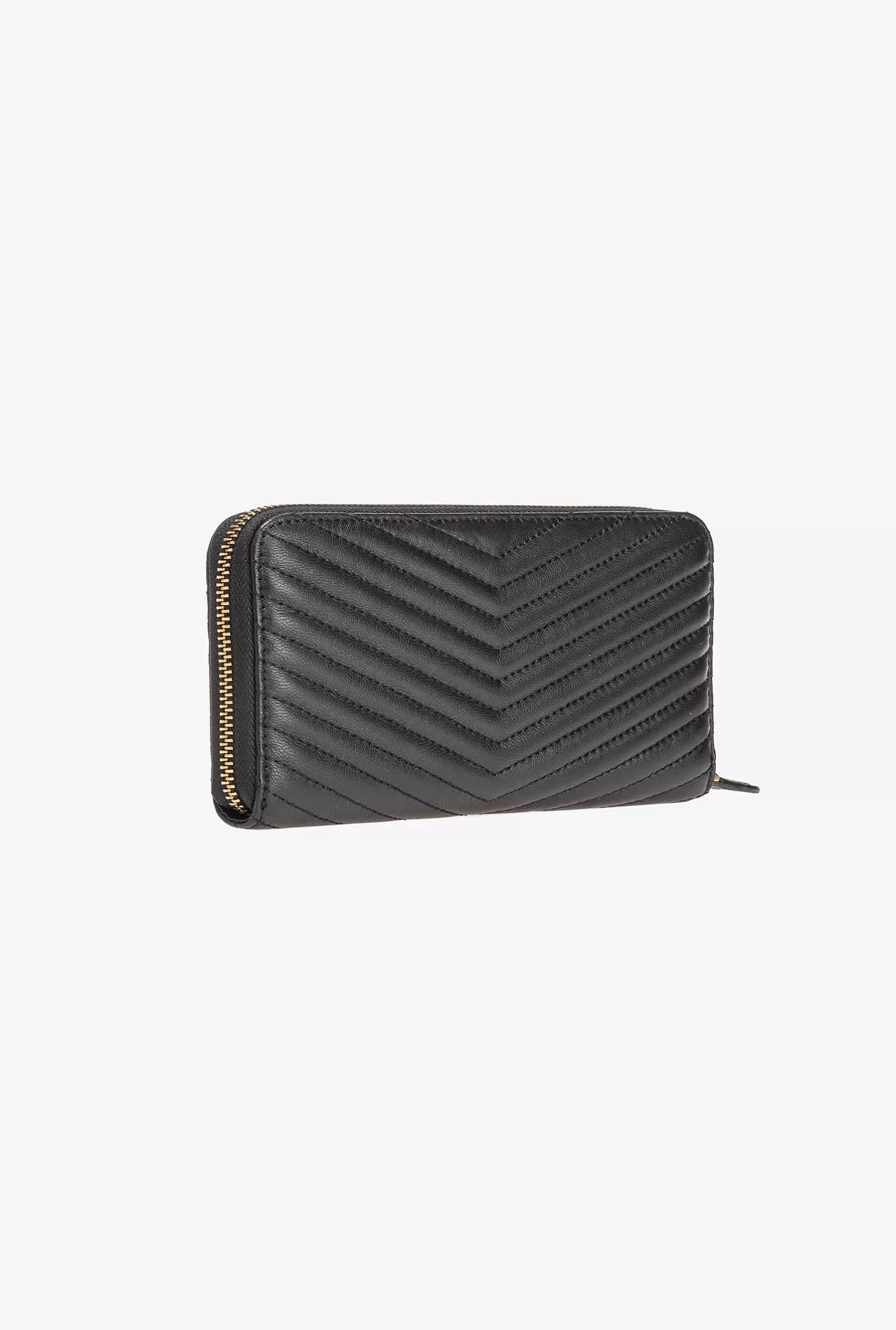 Pinko Portafoglio zip-around in nappa chevron NERO-ANTIQUE GOLD Clearance