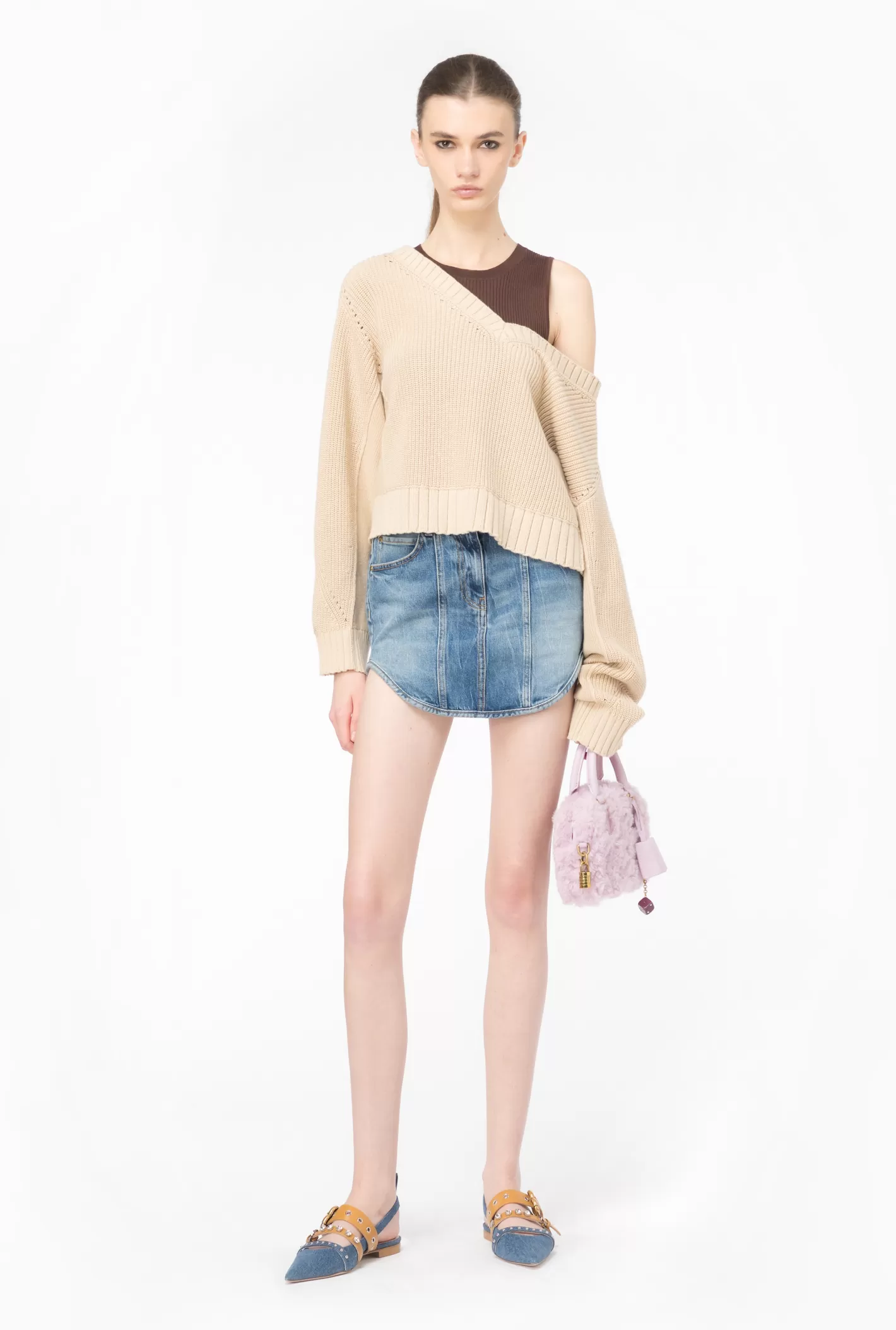 Pinko Pullover a coste in cotone e cachemire BEIGE-PELLE DAINO Cheap