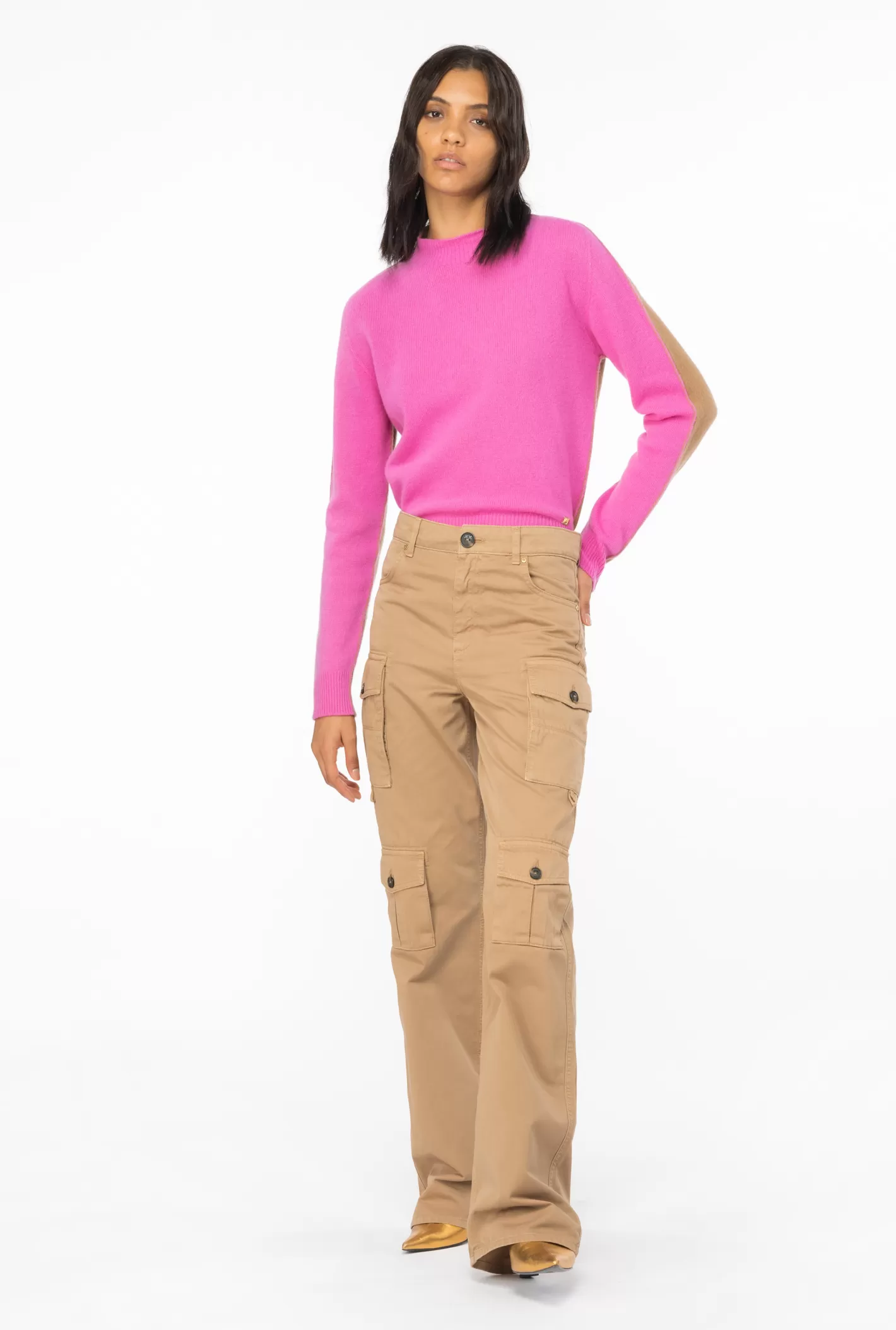 Pinko Pullover bicolore FUXIA/CAMMELLO Cheap