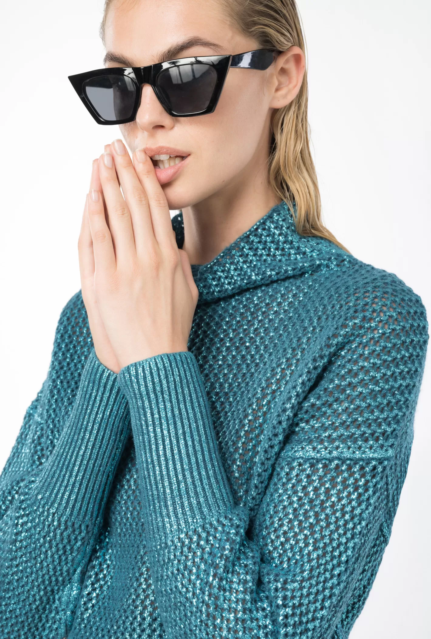 Pinko Pullover laminato a costine PAVONE/TURQUOISE Best Sale