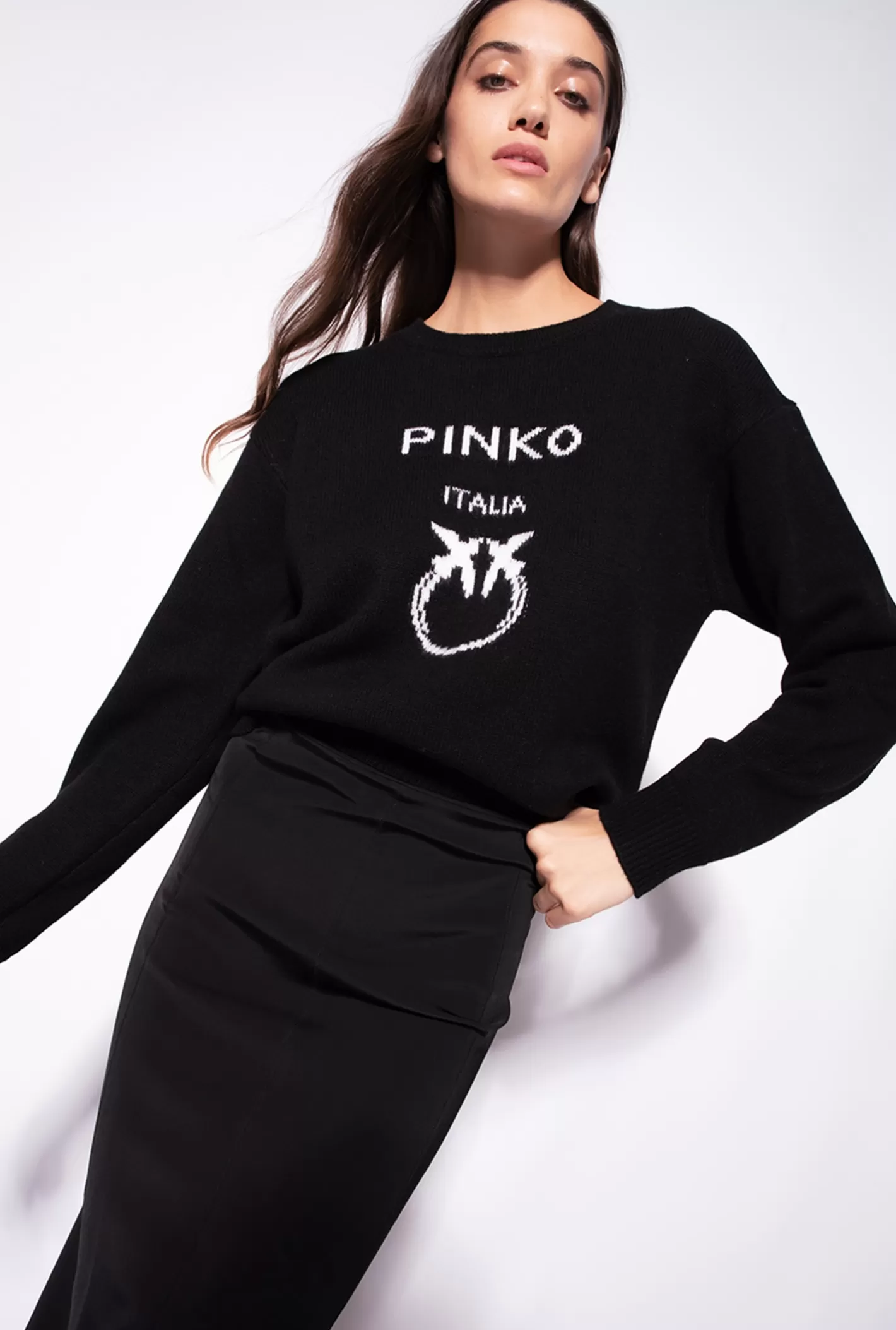 Pinko Pullover Love Birds NERO/BIANCO New