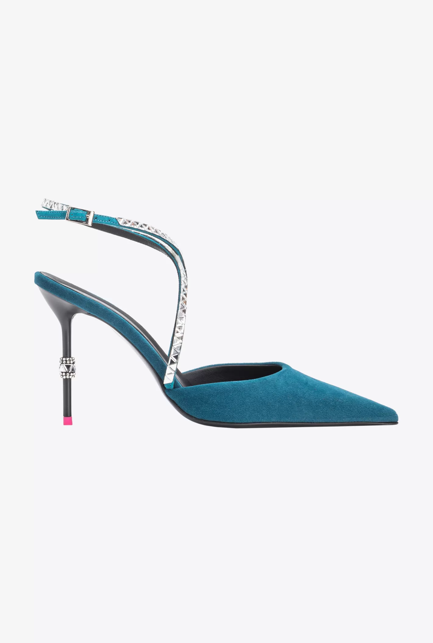 Pinko Scarpe slingback velluto con strass PETROLIO-PACIFICO Store