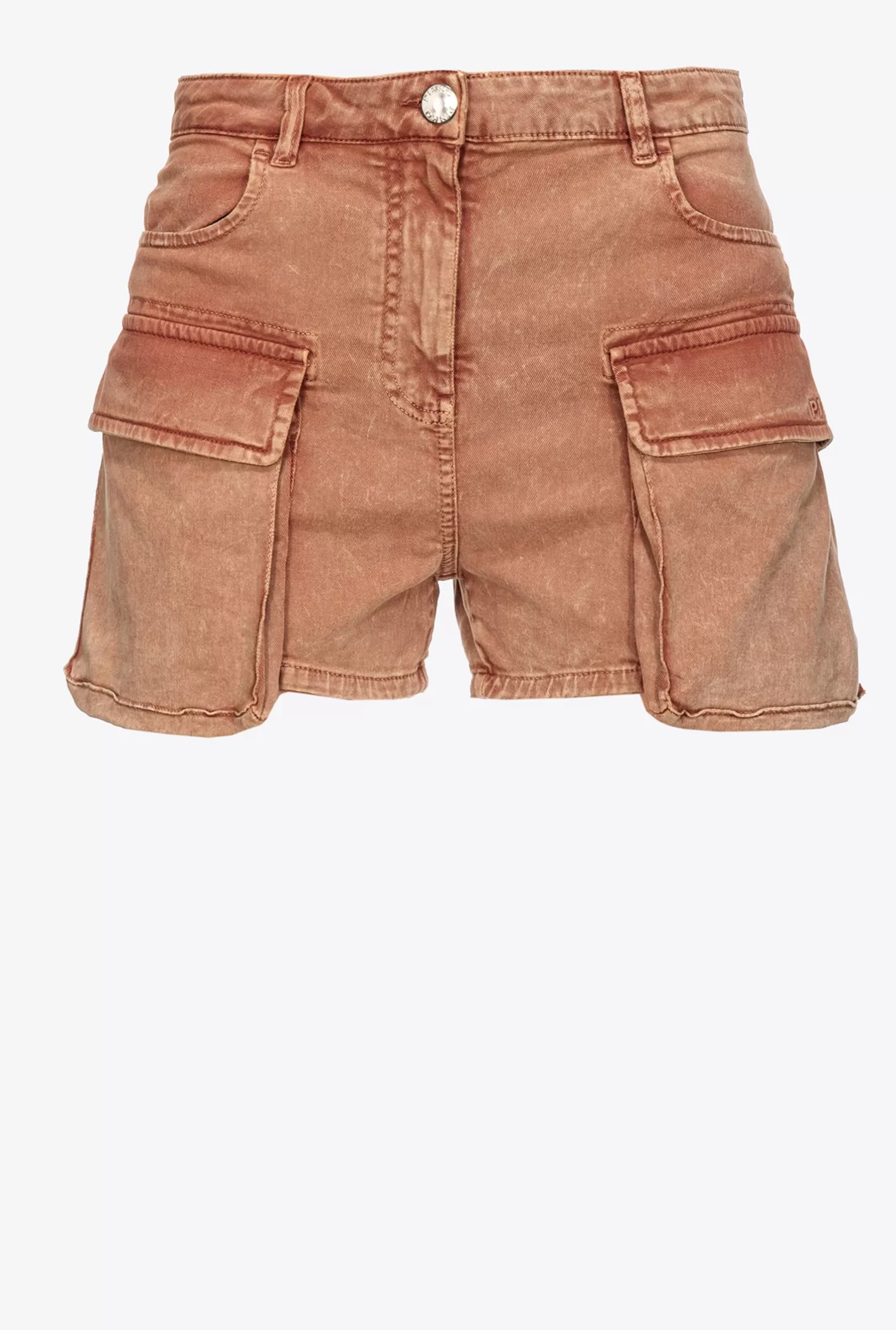 Pinko Shorts cargo drill marmorizzato MARRONE COGNAC CASTANO New