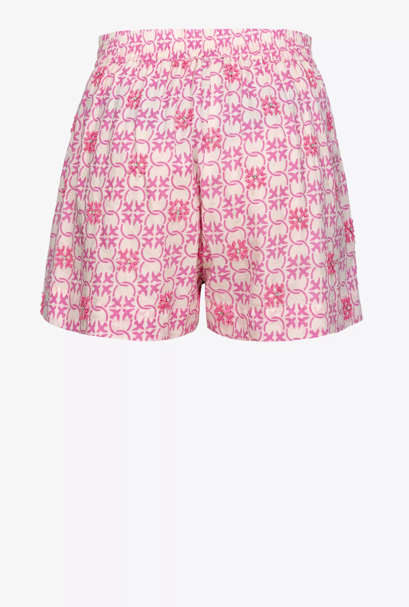 Pinko Shorts in mussola Monogram ricamata BURRO/ROSA Shop