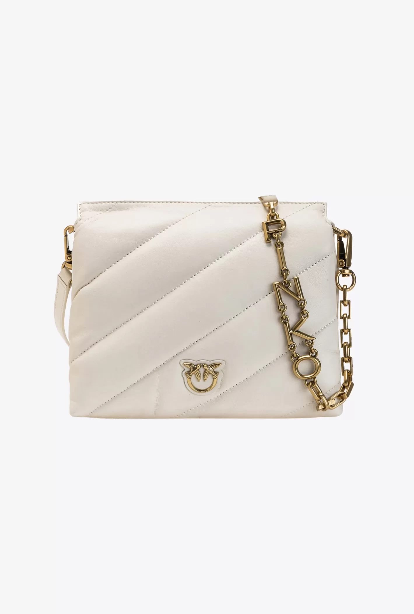 Pinko Small Twins Bag Maxi Quilt BIANCO+BANCO-ANTIQUE GOLD Cheap