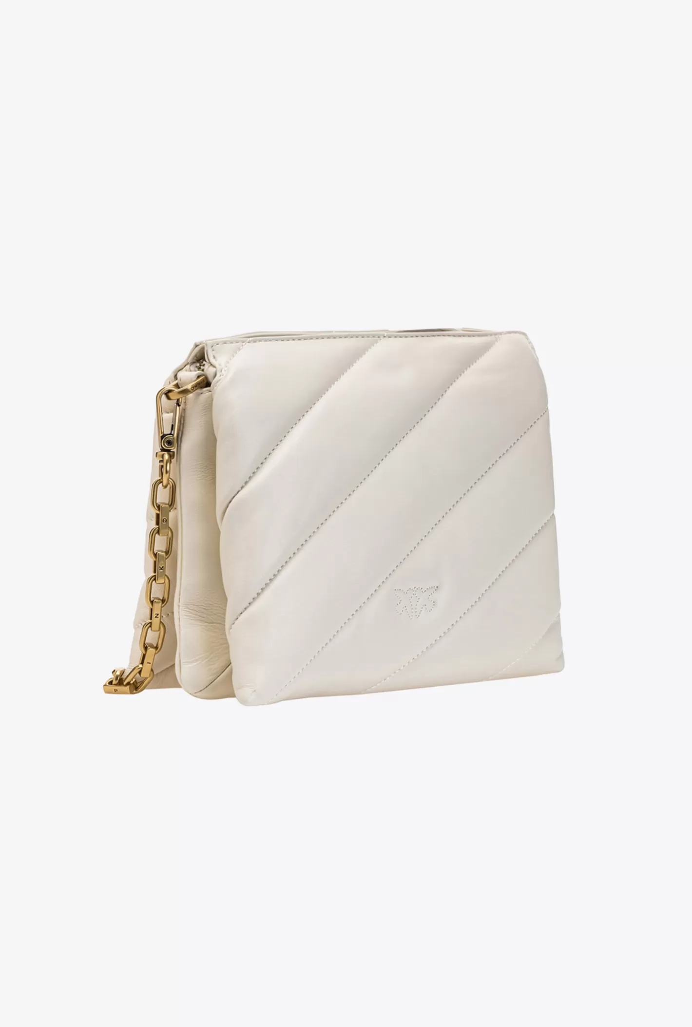 Pinko Small Twins Bag Maxi Quilt BIANCO+BANCO-ANTIQUE GOLD Cheap