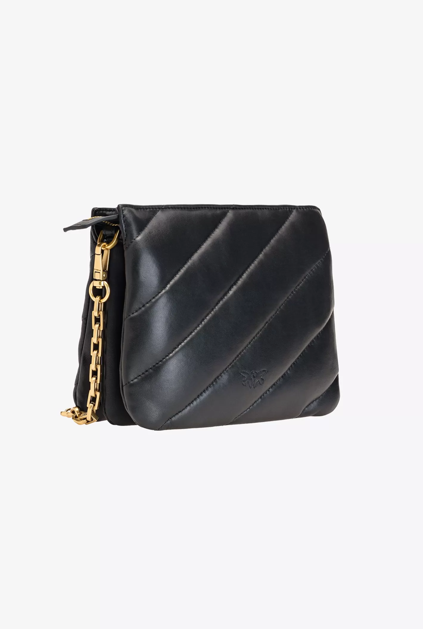 Pinko Small Twins Bag Maxi Quilt NERO-ANTIQUE GOLD Clearance