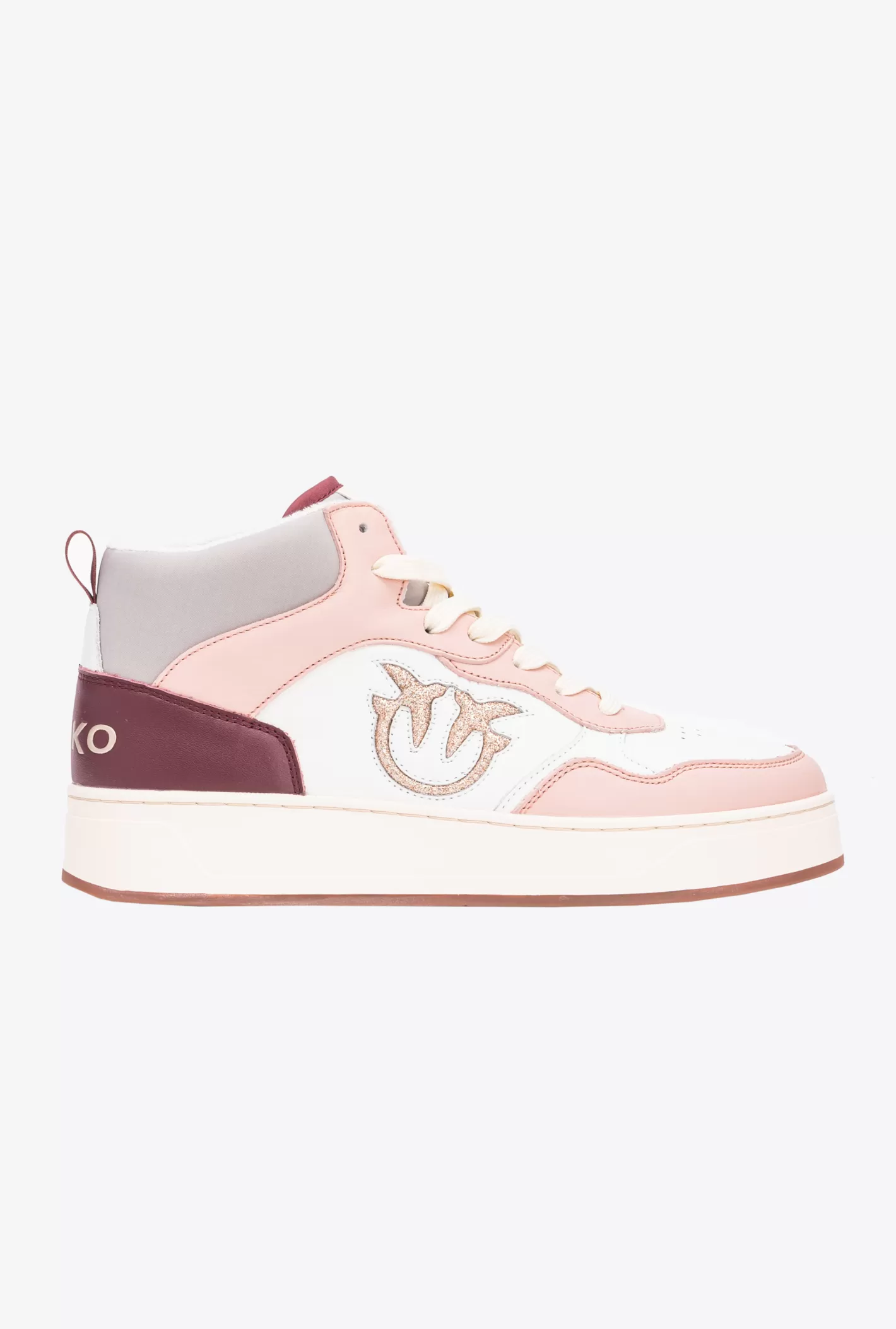 Pinko Sneakers logo Love Birds glitter OFF WHITE/ROSA/GRIGIO Shop