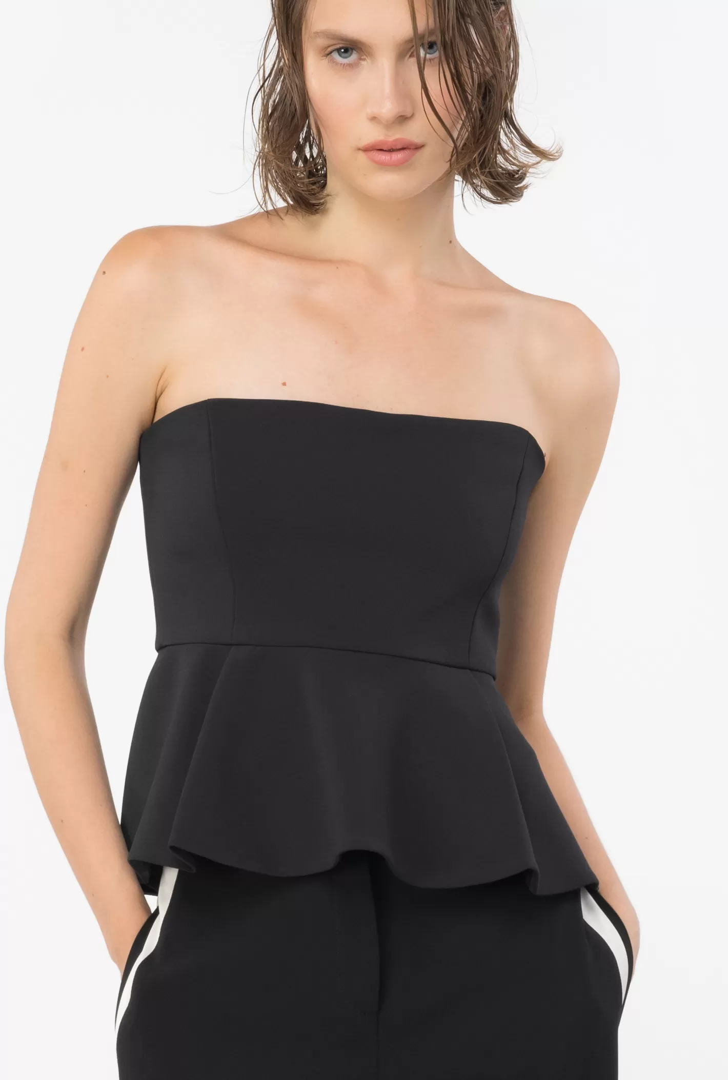 Pinko Top con maxi balza al fondo NERO LIMOUSINE Best Sale