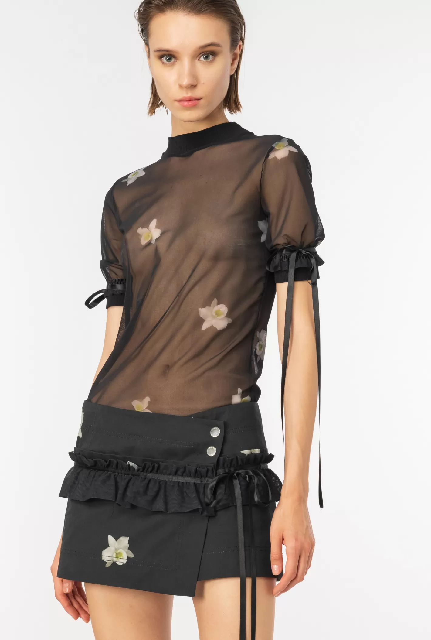 Pinko Top in tulle Reimagine by Patrick McDowell NERO/BIANCO Shop