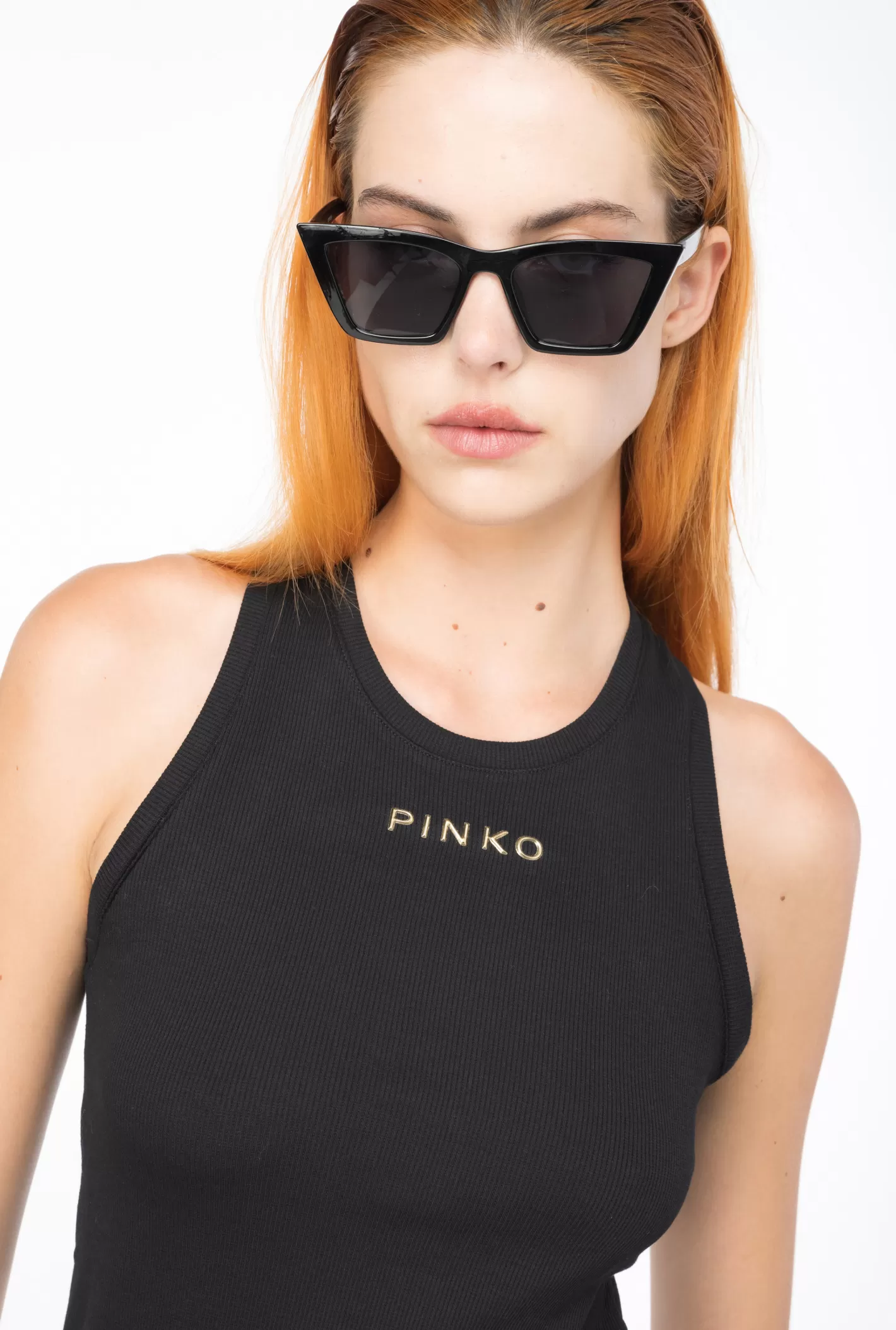 Pinko Top logato a costine NERO LIMOUSINE Fashion