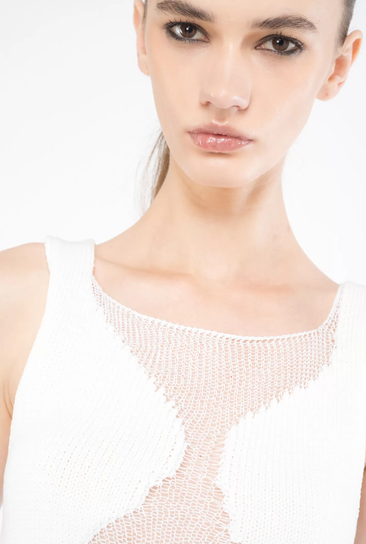 Pinko Top rete patch trasparente BIANCO BRILL. Sale