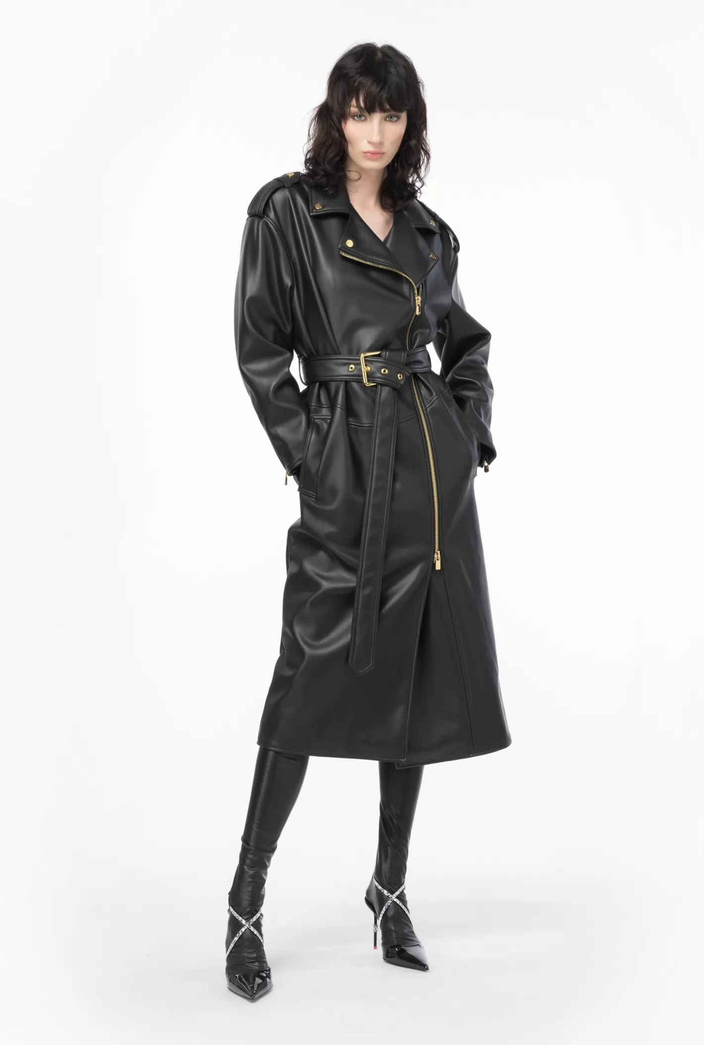 Pinko Trench effetto nappa NERO LIMOUSINE Shop