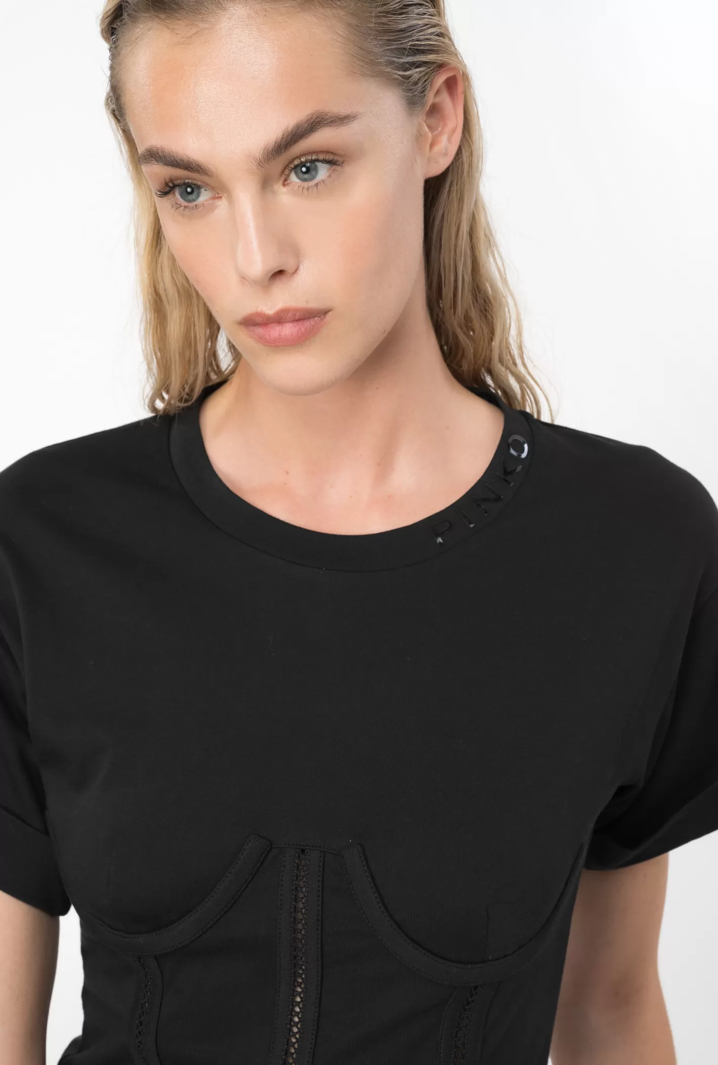 Pinko T-shirt effetto bustier NERO LIMOUSINE Best