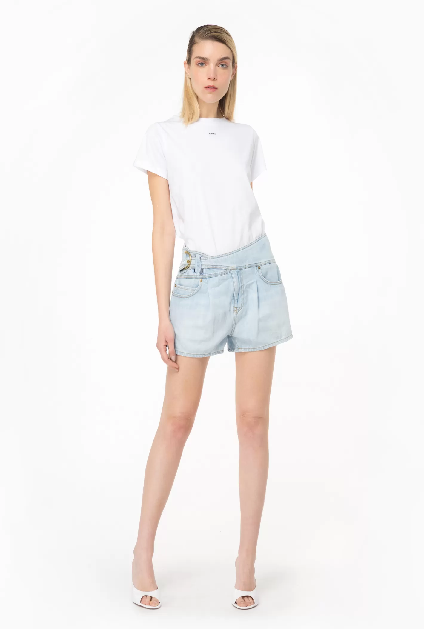 Pinko T-shirt mini logo BIANCO BRILL. Cheap