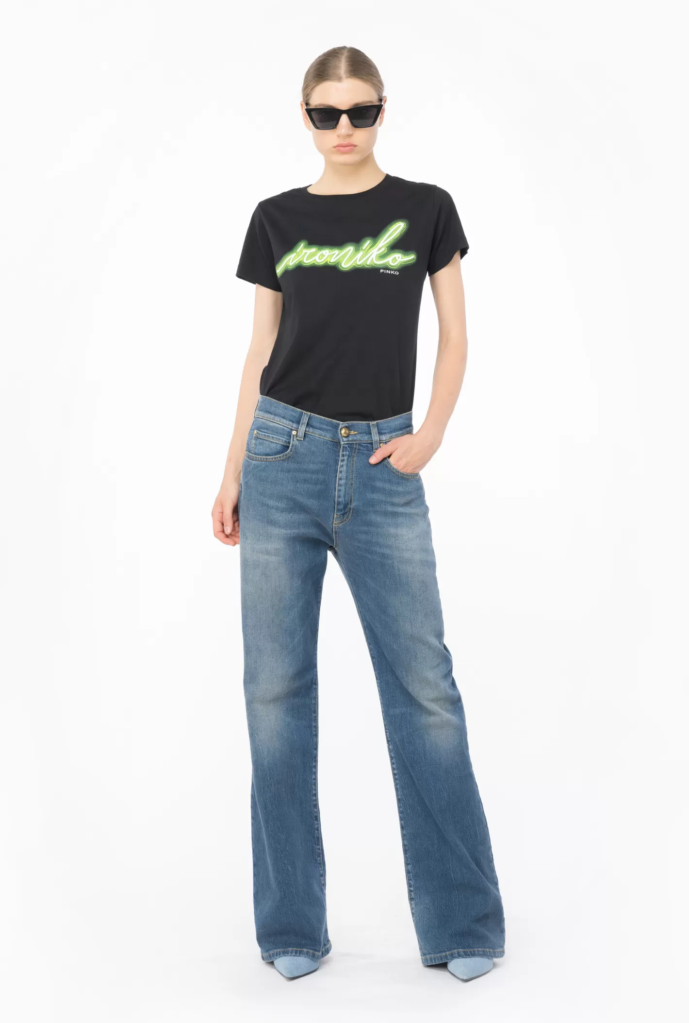 Pinko T-shirt stampa Ironiko NERO/VERDE Store